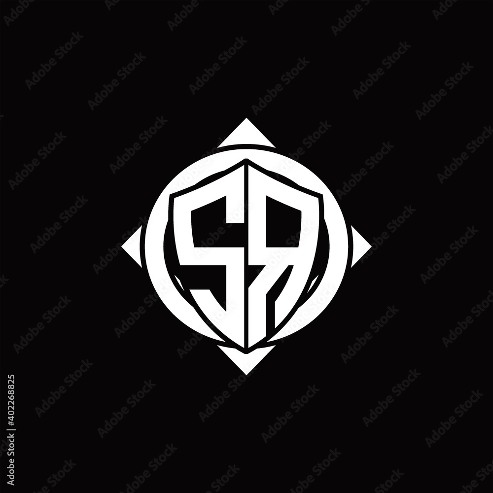 SR Logo monogram isolated circle rounded with compass shape SR Logo monogram isolated circle rounded with compass shape