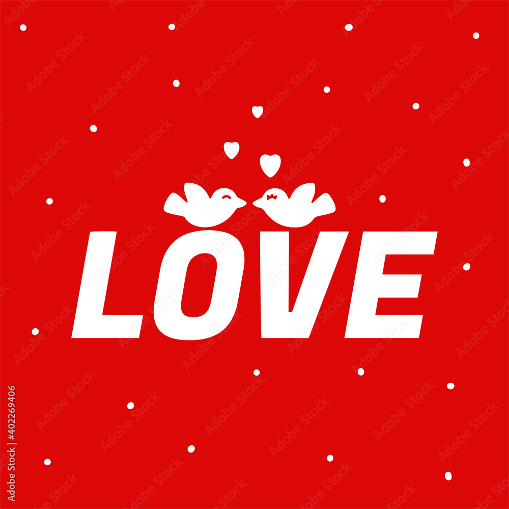 Happy Valentine's Day, February 14th. Vector postcard with white lettering on a red background with birds and hearts. Suitable for social media, mobile apps, marketing materials. Happy Valentine's Day, February 14th. Vector postcard with white lettering on a red background with birds and hearts. Suitable for social media, mobile apps, marketing materials.