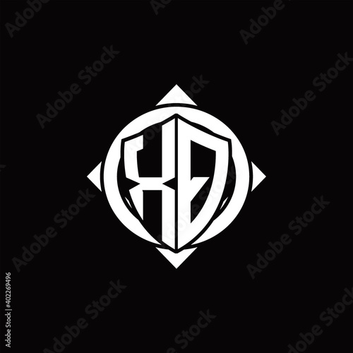 XQ Logo monogram isolated circle rounded with compass shape