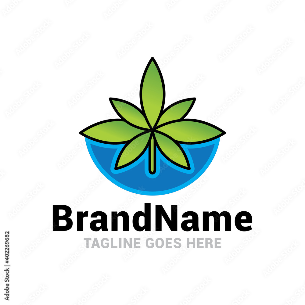 Cannabis hemp oil marijuana logo icon vector template with gradient color collection.