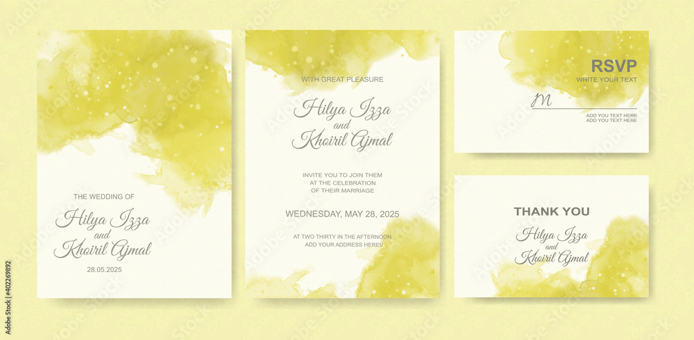 Watercolor wedding invitation card