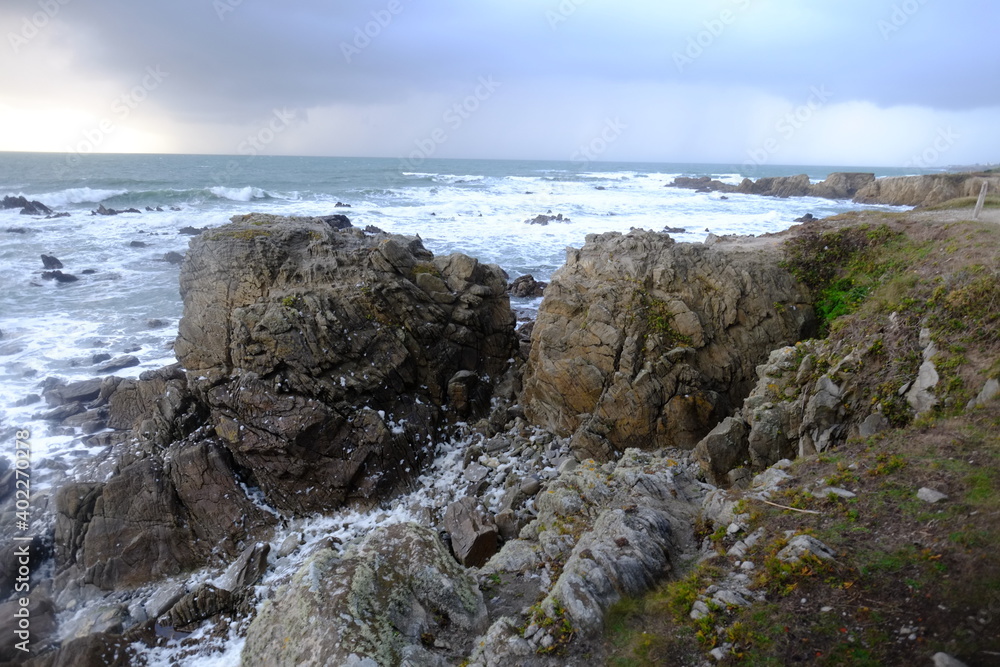 The bay of Quiobert at Batz sur mer, a city in the west of France. Atlantic side, december 2020 The bay of Quiobert at Batz sur mer, a city in the west of France. Atlantic side, december 2020