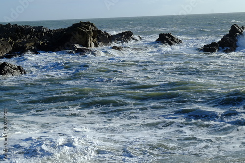 A wave crashing at "la Roche Bernard" at Batz-sur-mer. 