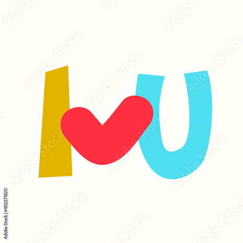 I Love You hand-lettered phrase with heart shape. Love confession vector design, element for greeting card, social media post. Love, Romance, Valentines Day concept