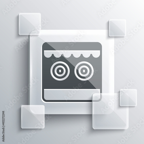 Grey Shooting gallery icon isolated on grey background. Square glass panels. Vector.