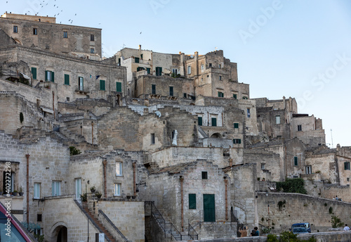  View of the Sassi di Matera a historic district in the city of Matera  well-known for their ancient cave dwellings. Basilicata. Italy