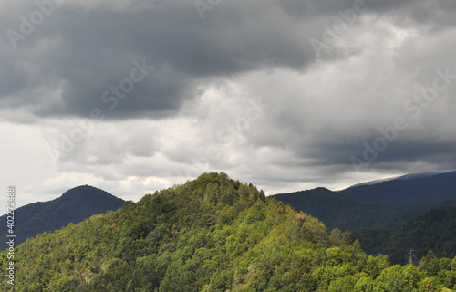 Cloudy Mountain Landscape  Julian Alps