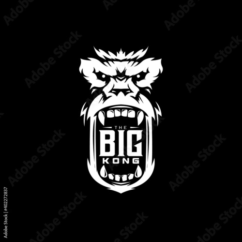 the big kong logo, angry apes with roar mouth, big, ape, roar