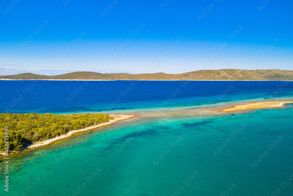 Sunny Adriatic coastline, archipelago of island of Dugi Otok in Croatia