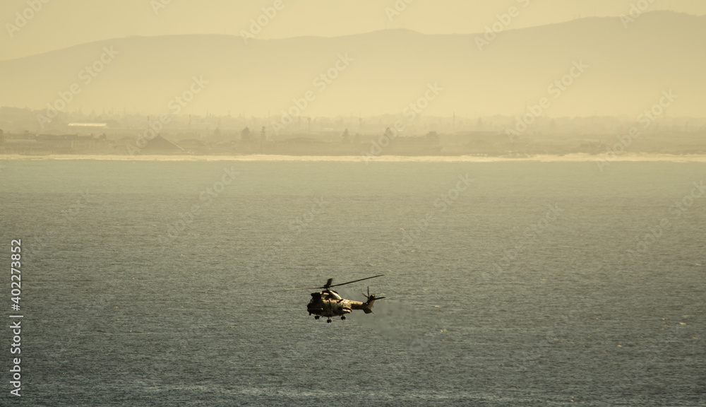 Helicopter at sea for Navy training exercises