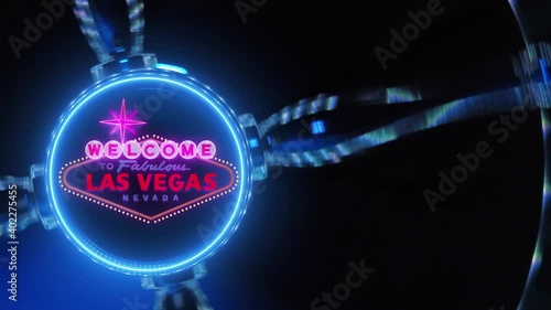 Las Vegas sign lights in spinning roulette