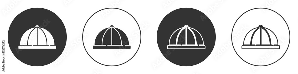 Black Baby hat icon isolated on white background. Circle button. Vector. Black Baby hat icon isolated on white background. Circle button. Vector.