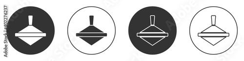 Black Whirligig toy icon isolated on white background. Circle button. Vector.