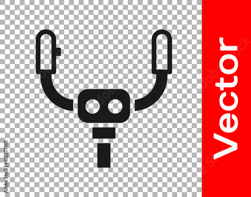 Black Aircraft steering helm icon isolated on transparent background. Aircraft control wheel. Vector.