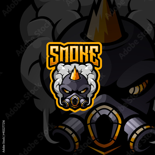 Skull smoke esport gaming logo template