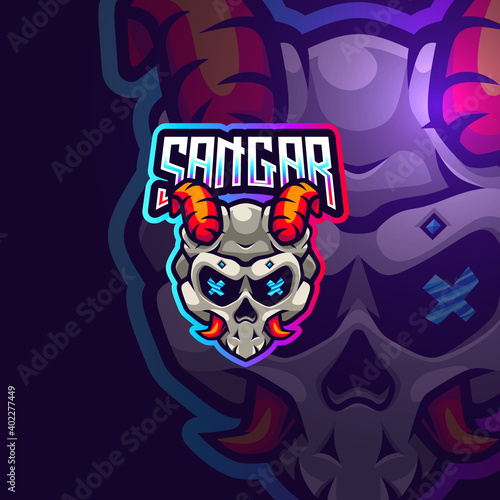 Skull futuristic esport gaming logo template