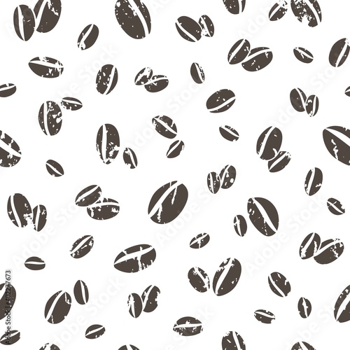 seamless pattern with hand drawn coffee beans on white background.