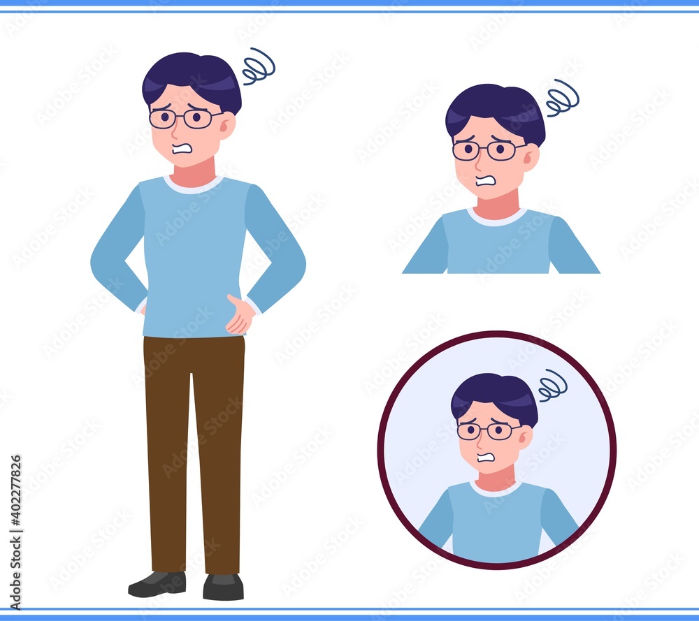 A smart young man with round glasses