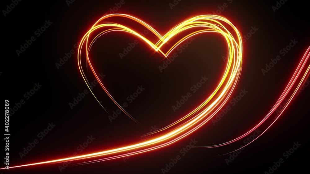 heart light glow stroke trail line effect animation 