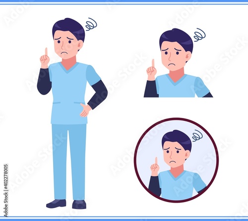Male medical staff dressed in blue