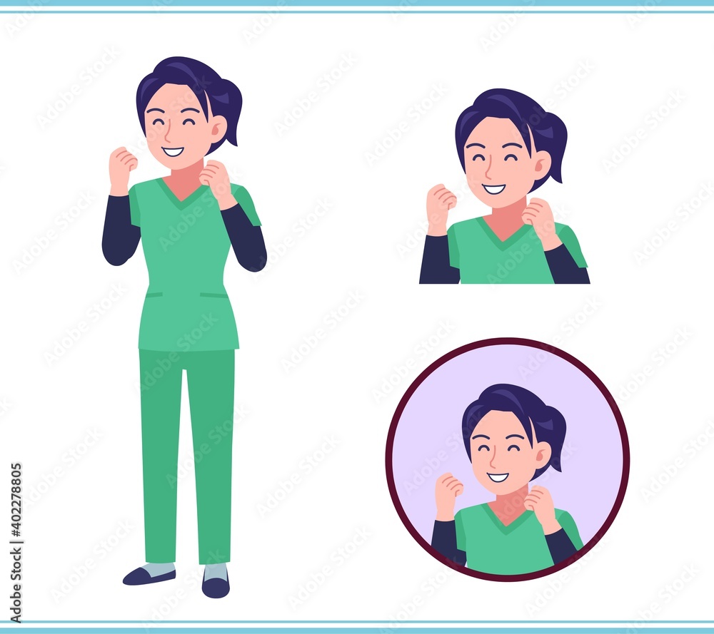 Young female nurse in green clothes Young female nurse in green clothes