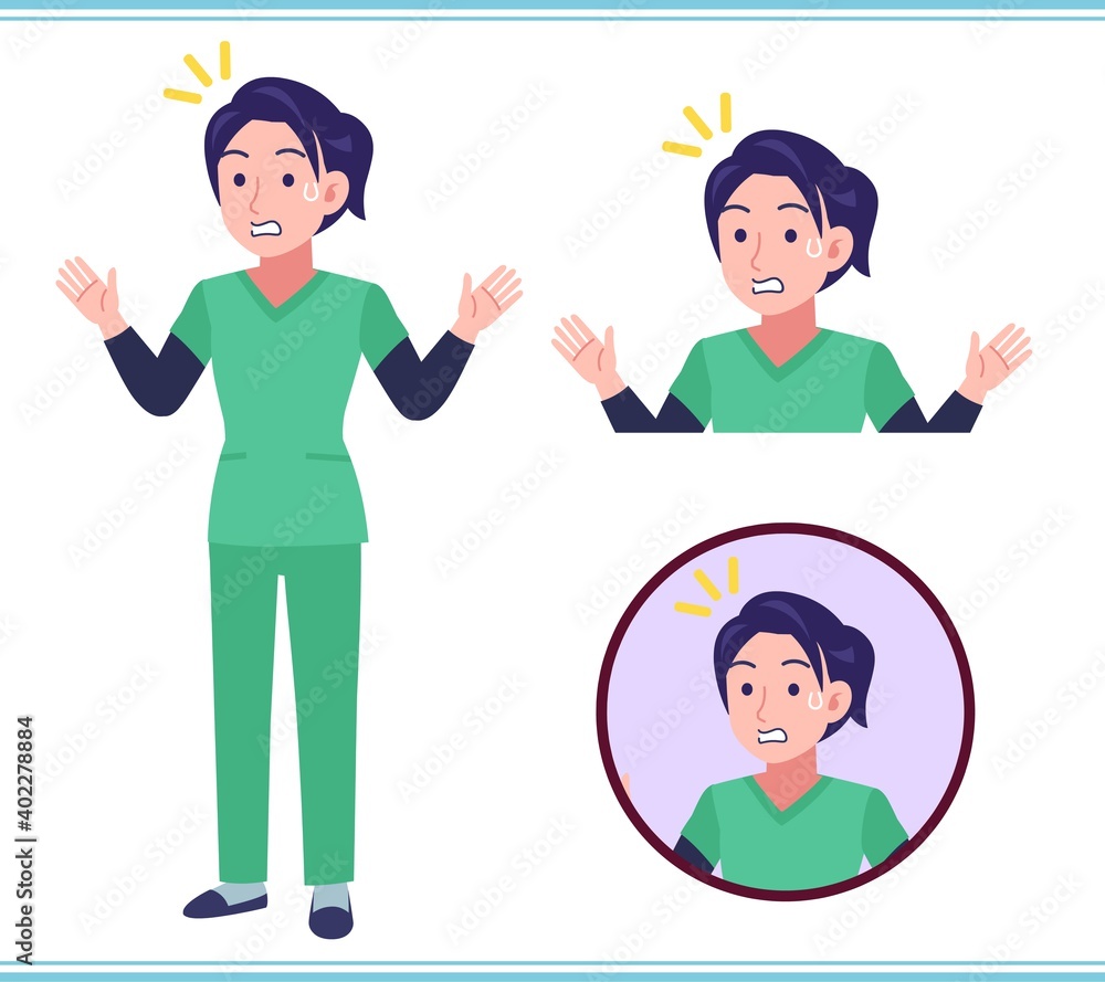 Young female nurse in green clothes Young female nurse in green clothes