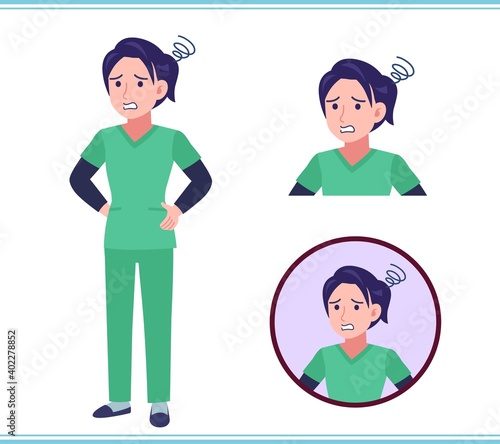 Young female nurse in green clothes