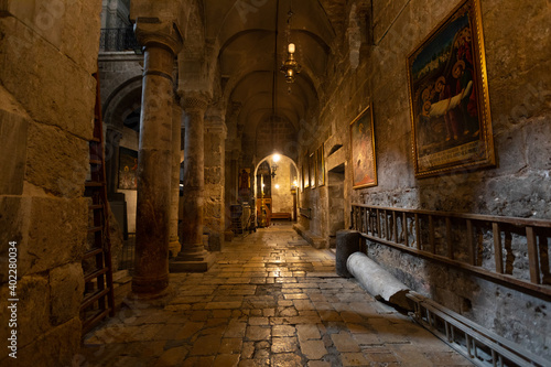 Interior view  of the Church of the Holy Sepulchre in Jerusalem, Israel Tomb of Jesus © Marcio