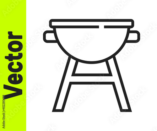 Black line Barbecue grill icon isolated on white background. BBQ grill party. Vector.