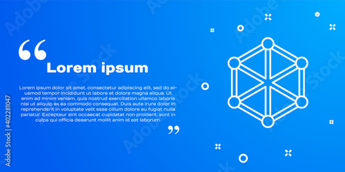 White line Blockchain technology icon isolated on blue background. Cryptocurrency data. Abstract geometric block chain network technology business. Vector.