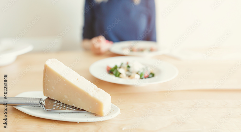 Foto de Parmigiano, Parmesan is Italian hard, granular cheese produced