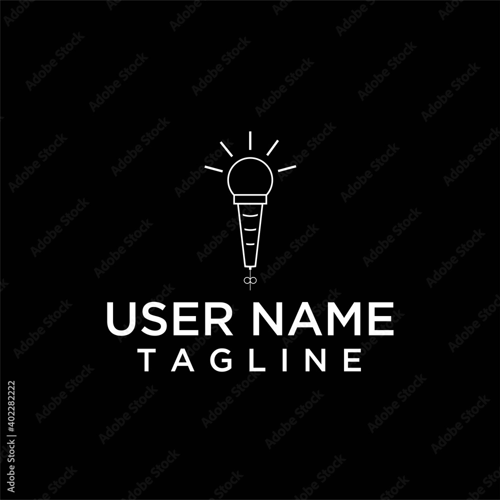 mic logo design with white outline mic logo design with white outline