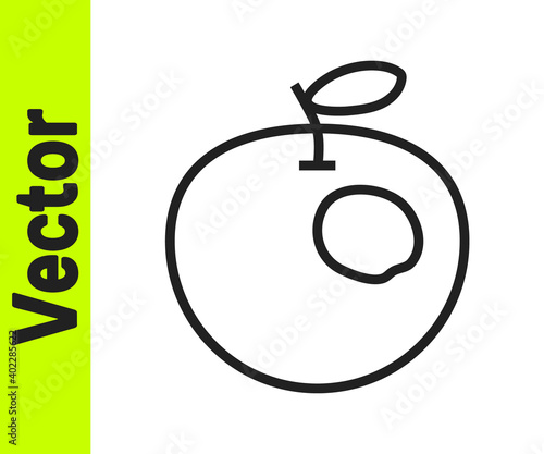 Black line Genetically modified apple icon isolated on white background. GMO fruit. Vector.