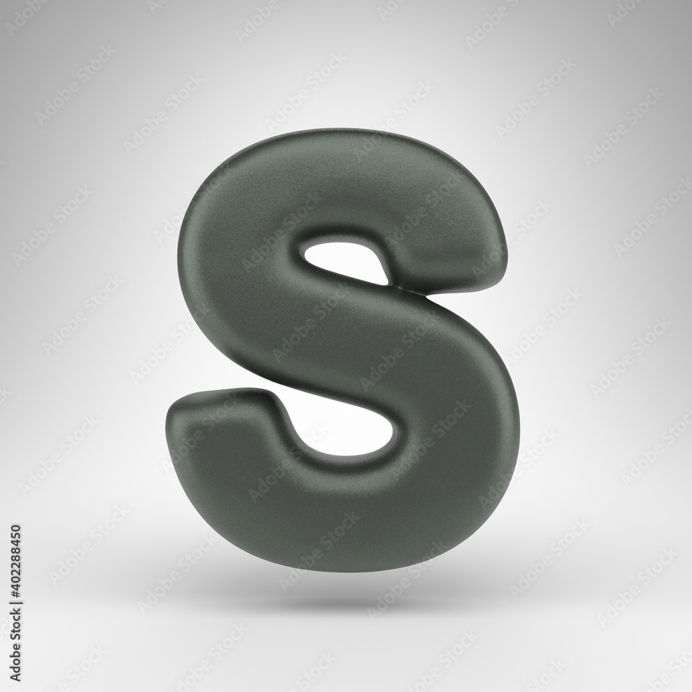 Letter S uppercase on white background. Anodized green 3D letter with matte texture. Letter S uppercase on white background. Anodized green 3D letter with matte texture.