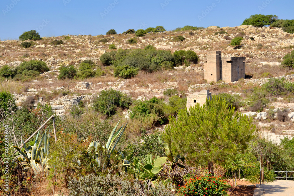 Park territory of prehistoric Ghar Dalam cave in Birzebbuga, Malta