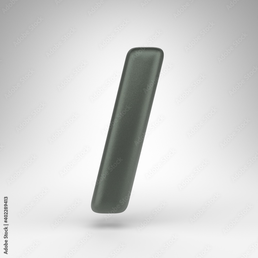 Forward slash symbol on white background. Anodized green 3D sign with matte texture. Forward slash symbol on white background. Anodized green 3D sign with matte texture.