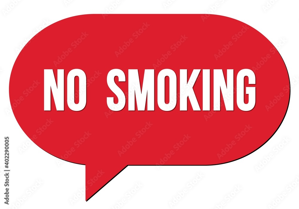 NO SMOKING text written in a red speech bubble NO SMOKING text written in a red speech bubble