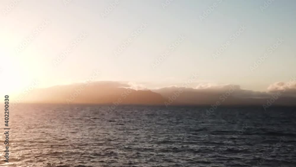 Aerial Drone Sunset In Fiji On Ocean Aerial Drone Sunset In Fiji On Ocean