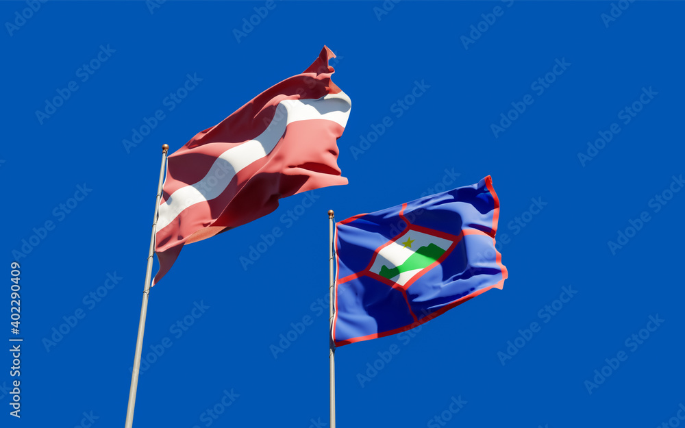 Flags of Sint Eustatius and Latvia. Flags of Sint Eustatius and Latvia.