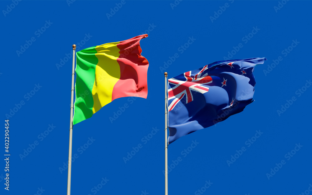 Flags of Mali and New Zealand. Flags of Mali and New Zealand.