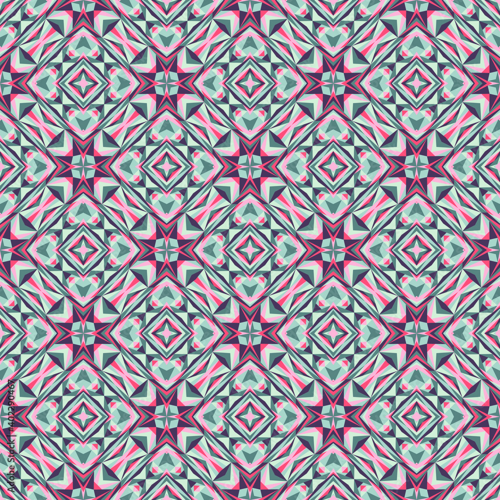 Geometric seamless pattern, abstract colorful background, vector texture.