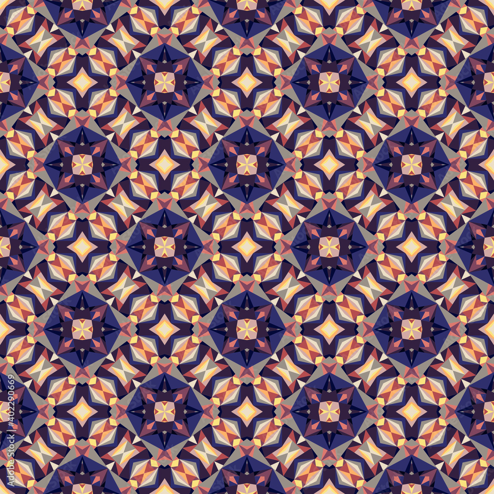 Geometric seamless pattern, ornament, abstract colorful background, vector texture.