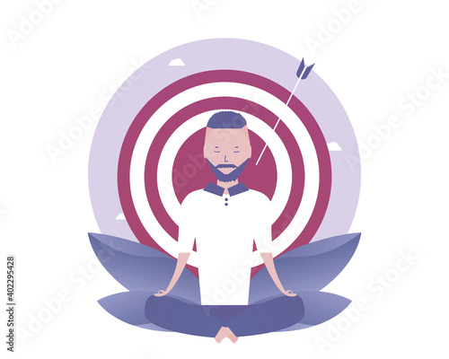 Goal for meditation. Vector illustration for telework, remote working and freelancing, business, start up, social media and blog
