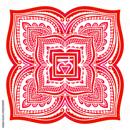 chakra vector illustration. Sacral chakra symbol. For logo yoga healing meditation. Beautiful outline mandala. Ethnic, Indian style.