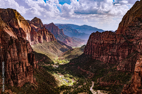 Angels landing Zion with clouds