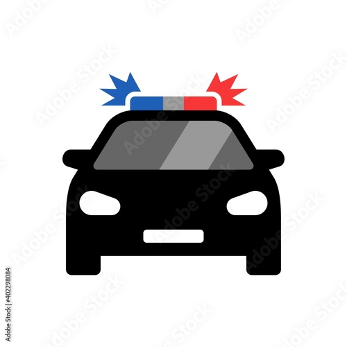 Police car icon. Vector icon isolated on white background
