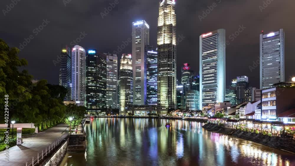 Time Lapse of the amazing Singapore skyline seen from along the Singapore River Time Lapse of the amazing Singapore skyline seen from along the Singapore River