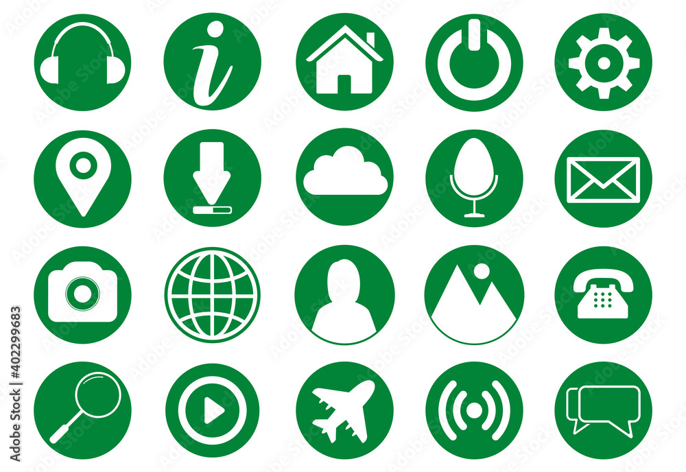 Set of icons for business, mobile app, UI and UX isolated on green circle vector design Set of icons for business, mobile app, UI and UX isolated on green circle vector design