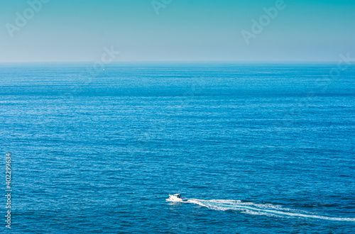 close-up of yacht crossing the sea