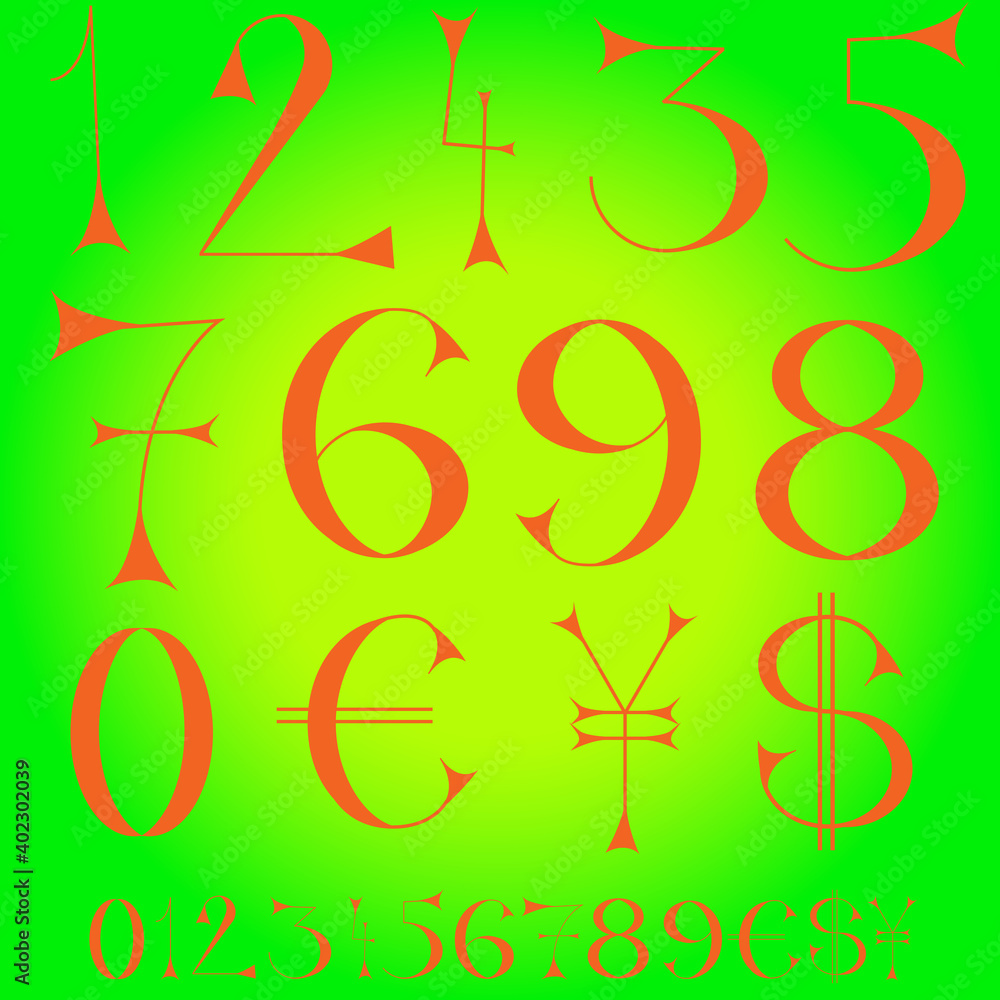 Font of numbers, hand drawn with geometric design isolated on background. For fashion magazine and magazine. Retro and vintage typographic for web site, poster, placard and card template Font of numbers, hand drawn with geometric design isolated on background. For fashion magazine and magazine. Retro and vintage typographic for web site, poster, placard and card template
